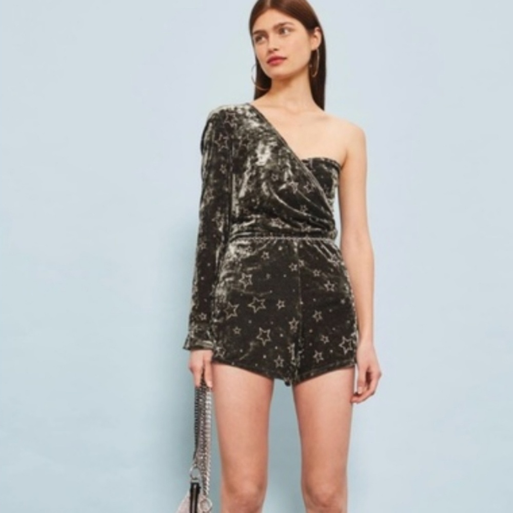 Star Foil Velvet Romper